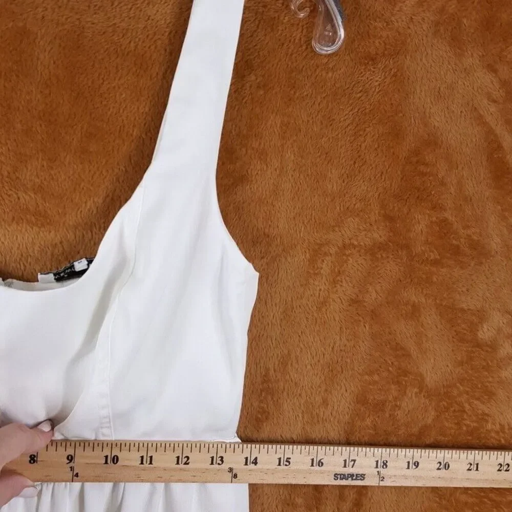 WEWOREWHAT Womens Dress Medium White Midi Charmeuse Corset Empire Minimalist - Picture 9 of 12